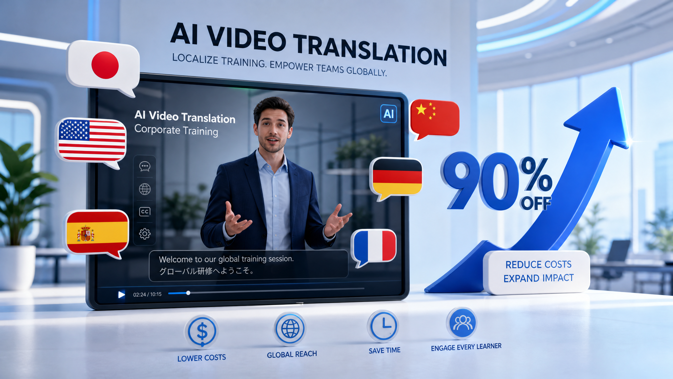 AI動画翻訳で社内研修を効率化！多言語対応のコストを9割削減する方法